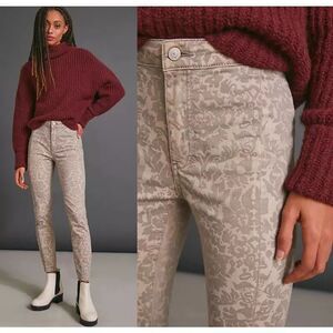 Anthropologie Pilcro Denim Leggings Flocked Skinny Leg High Rise Stretch Boho‎